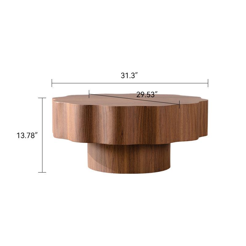 Round Walnut Scalloped Coffee Table