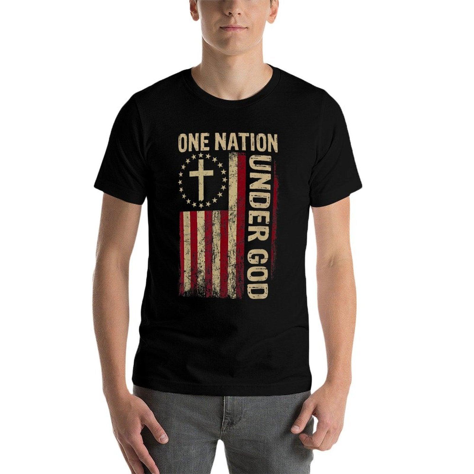 One Nation Under God 4th Of July Patriotic Christian  Slim-fit Cut T-Shirt