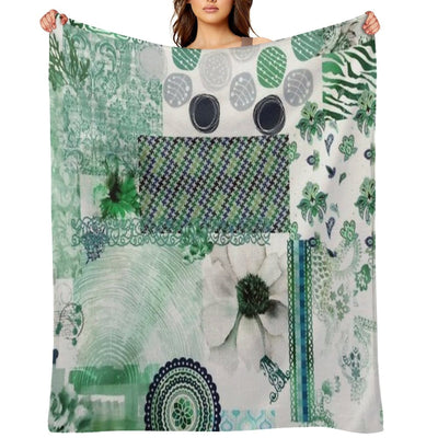 Floreal Patchwork-like Pattern Compact Throw Blanket