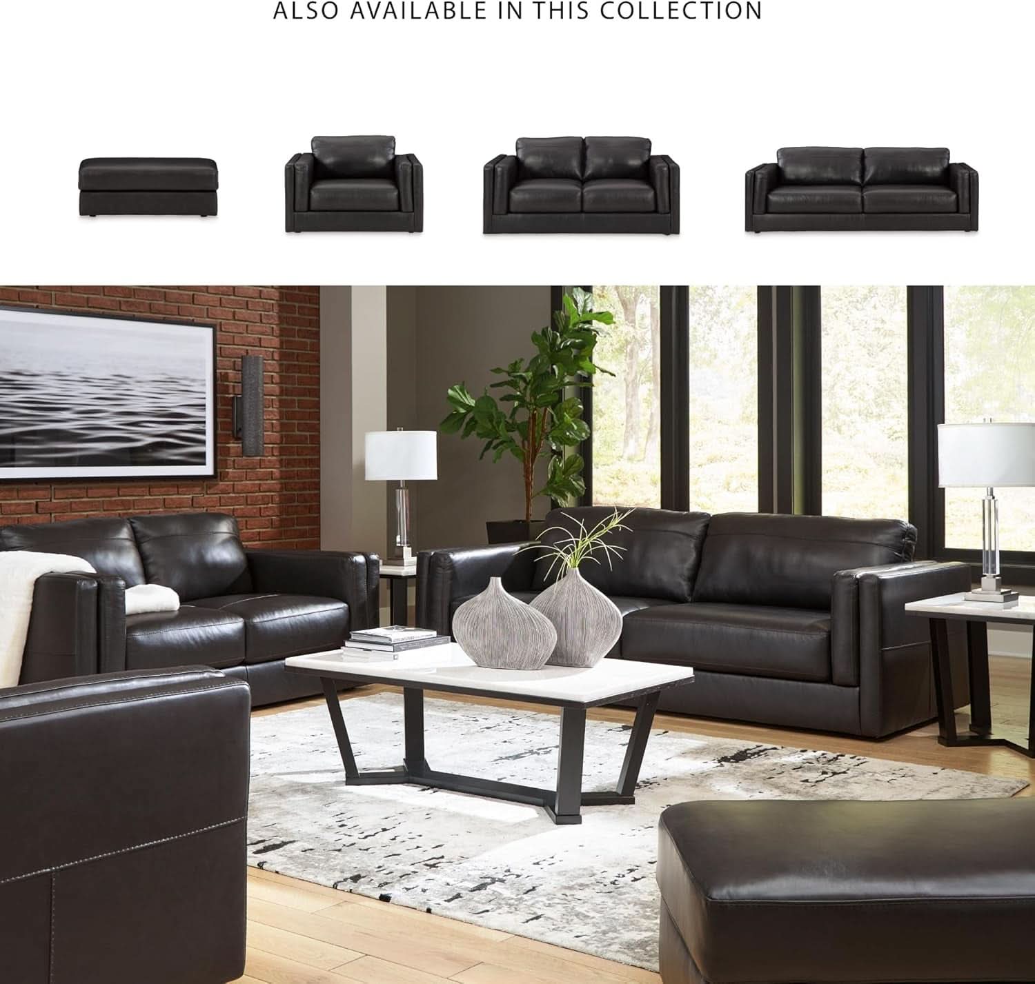 Contemporary Black Cushioned Rectangular Ottoman Finish