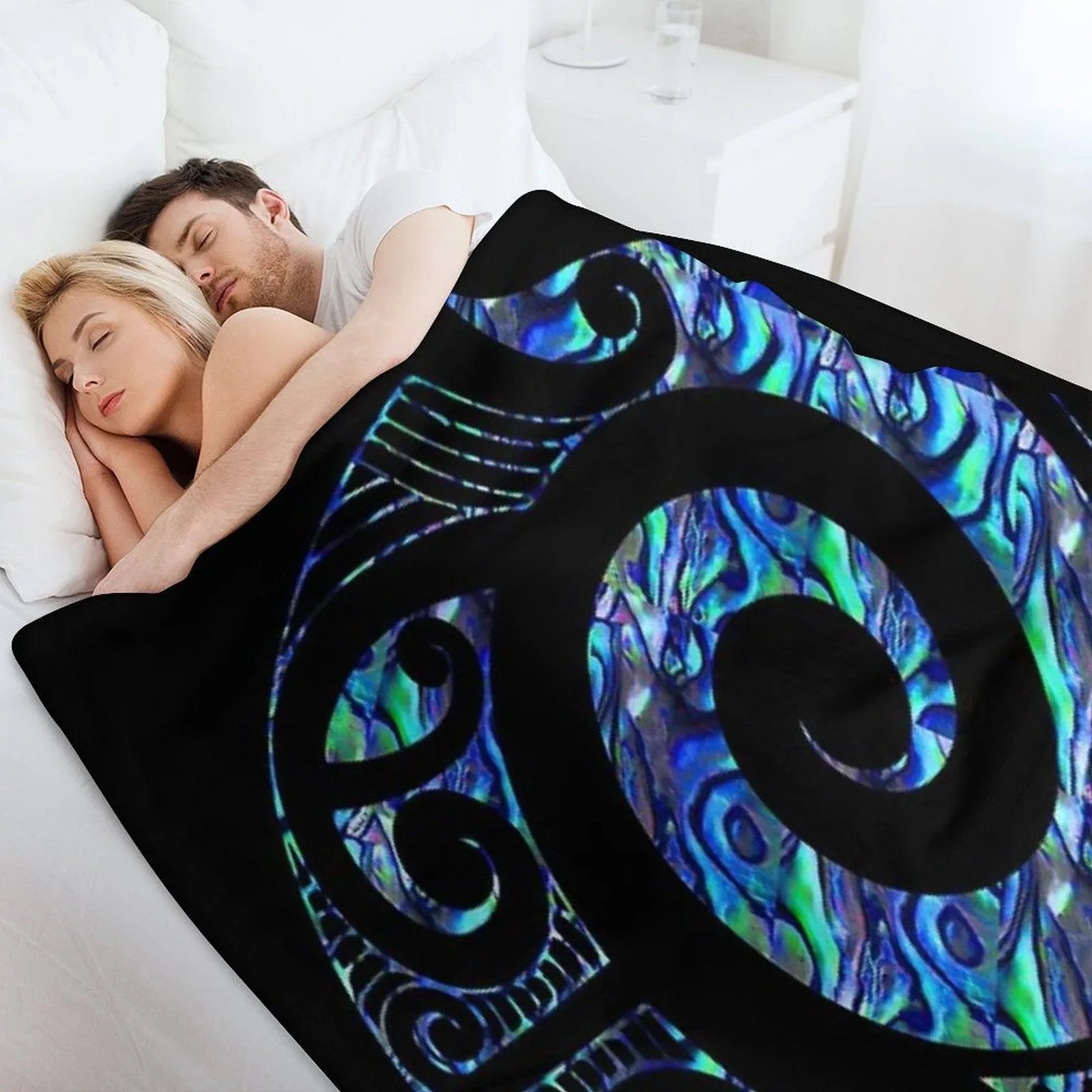New Zealand Māori Paua Tattoo Koru Design Throw Blanket
