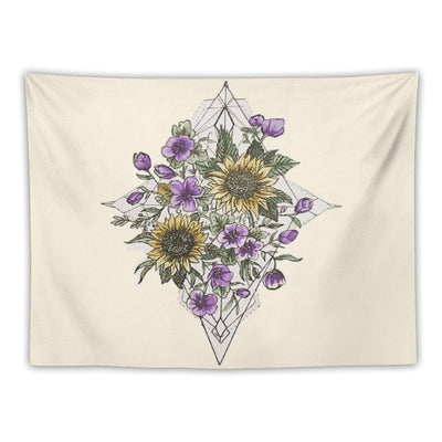 Geometric Sunflower Pattern Tapestry