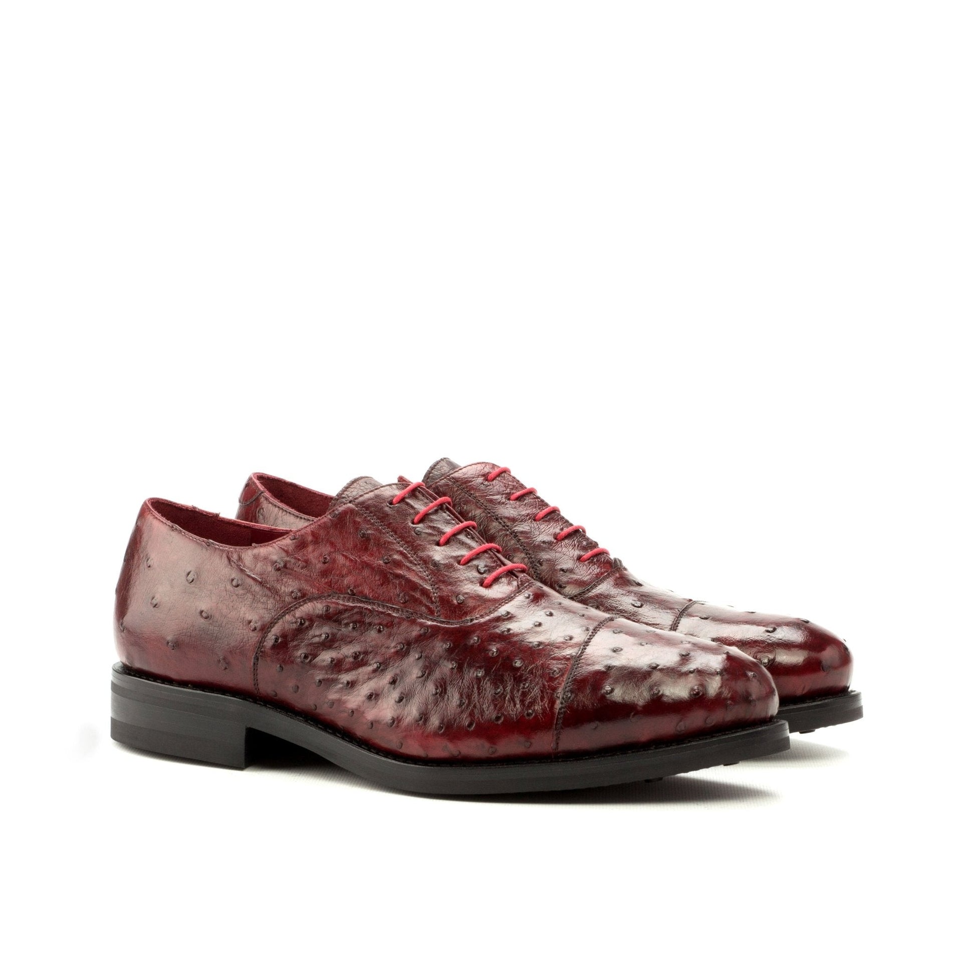 kolan - Ostrich skin leather oxford dress shoes for men