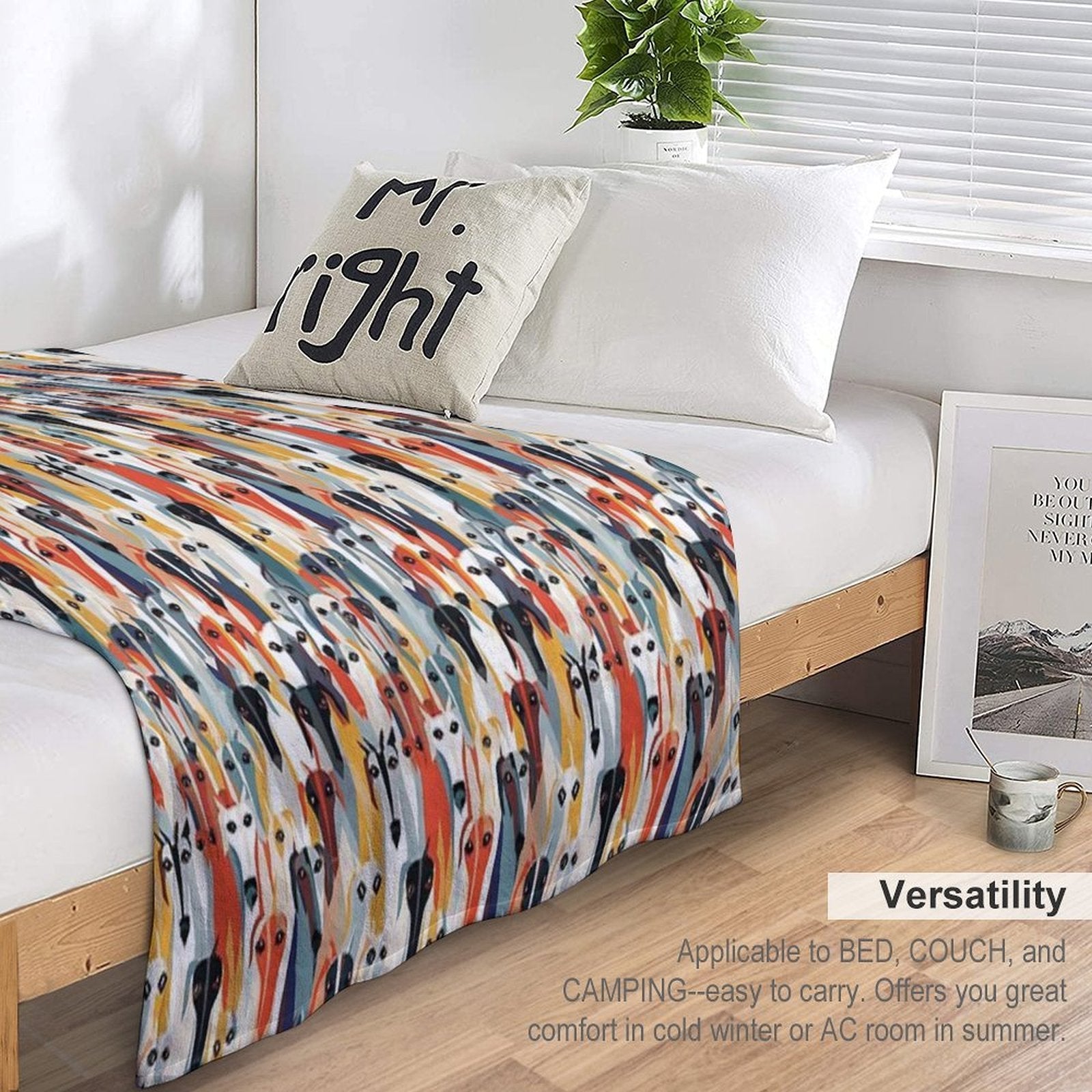 Greyhound in Geometric Camouflage Pattern Shrink-resistant Throw Blanket
