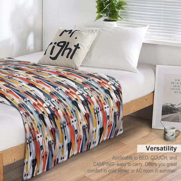 Greyhound in Geometric Camouflage Pattern Shrink-resistant Throw Blanket