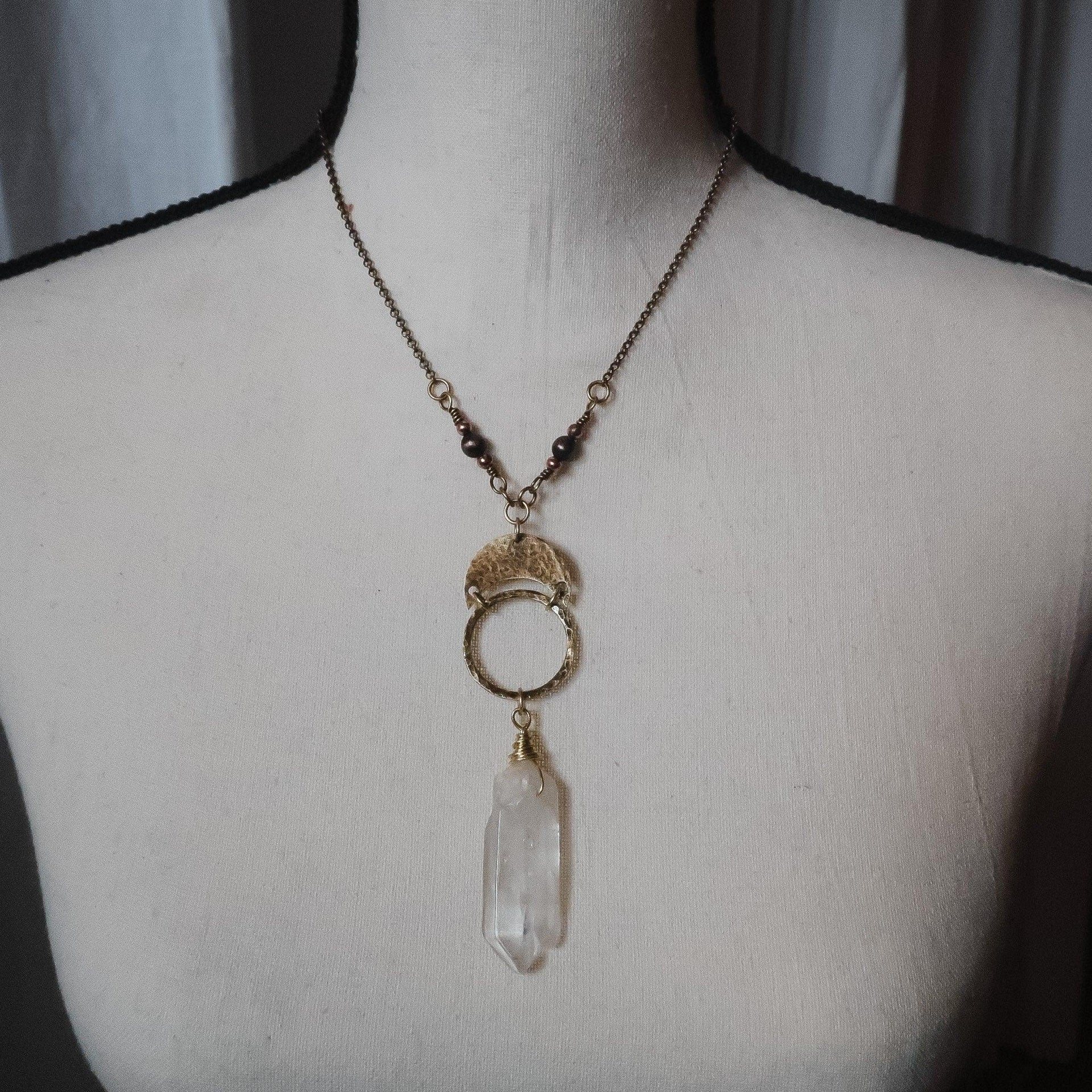 Brass Quartz Necklace — For Focus and Calm | By Blackbird & Sage