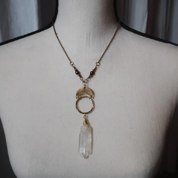 Brass Quartz Necklace — For Focus and Calm | By Blackbird & Sage