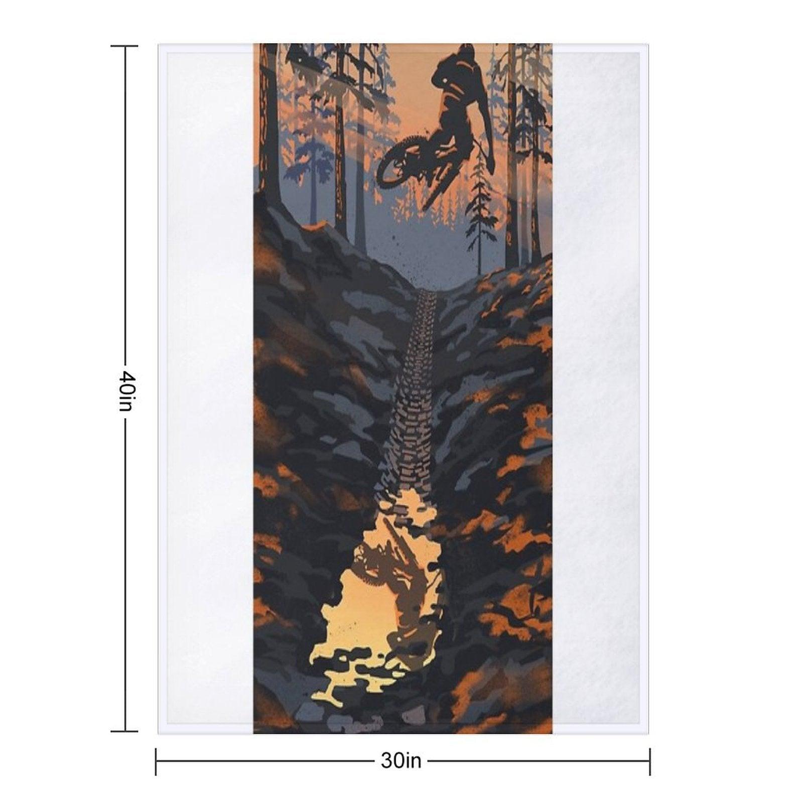 Retro Styled Mountain Biking Dirt Jumper Sunset Throw Blanket