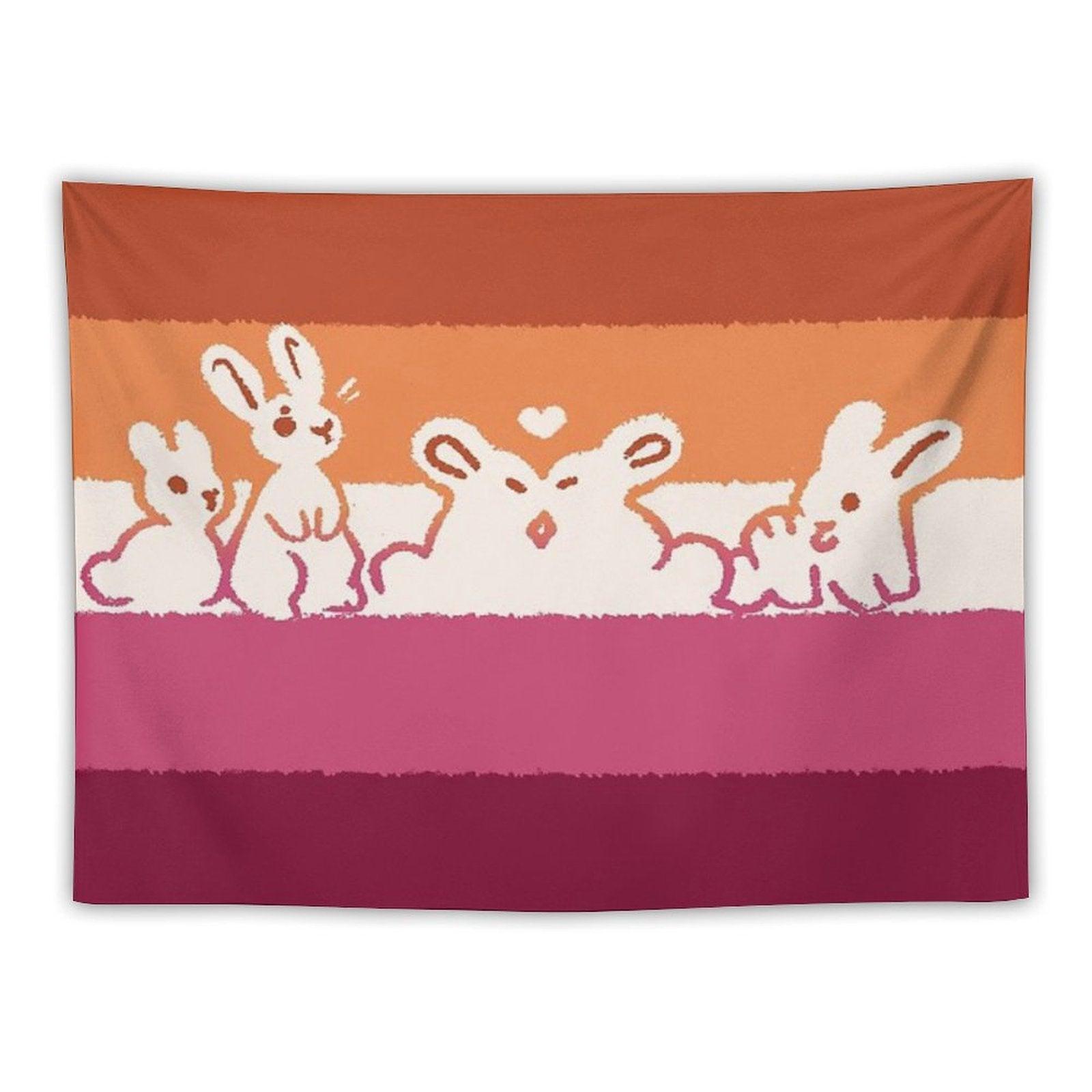 Lesbian Flag Bunnies Tapestry
