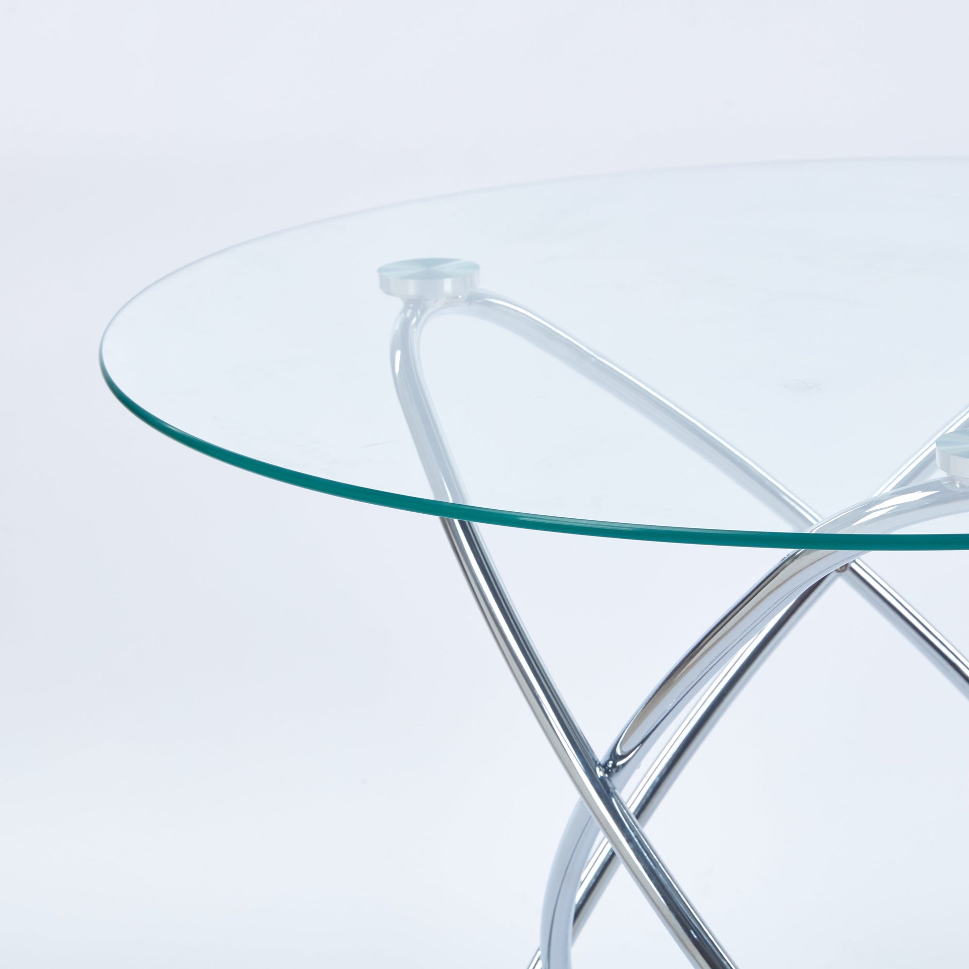 Modern Metal-Leg Dining Table with Tempered Glass Top, Space-Saving Kitchen Table