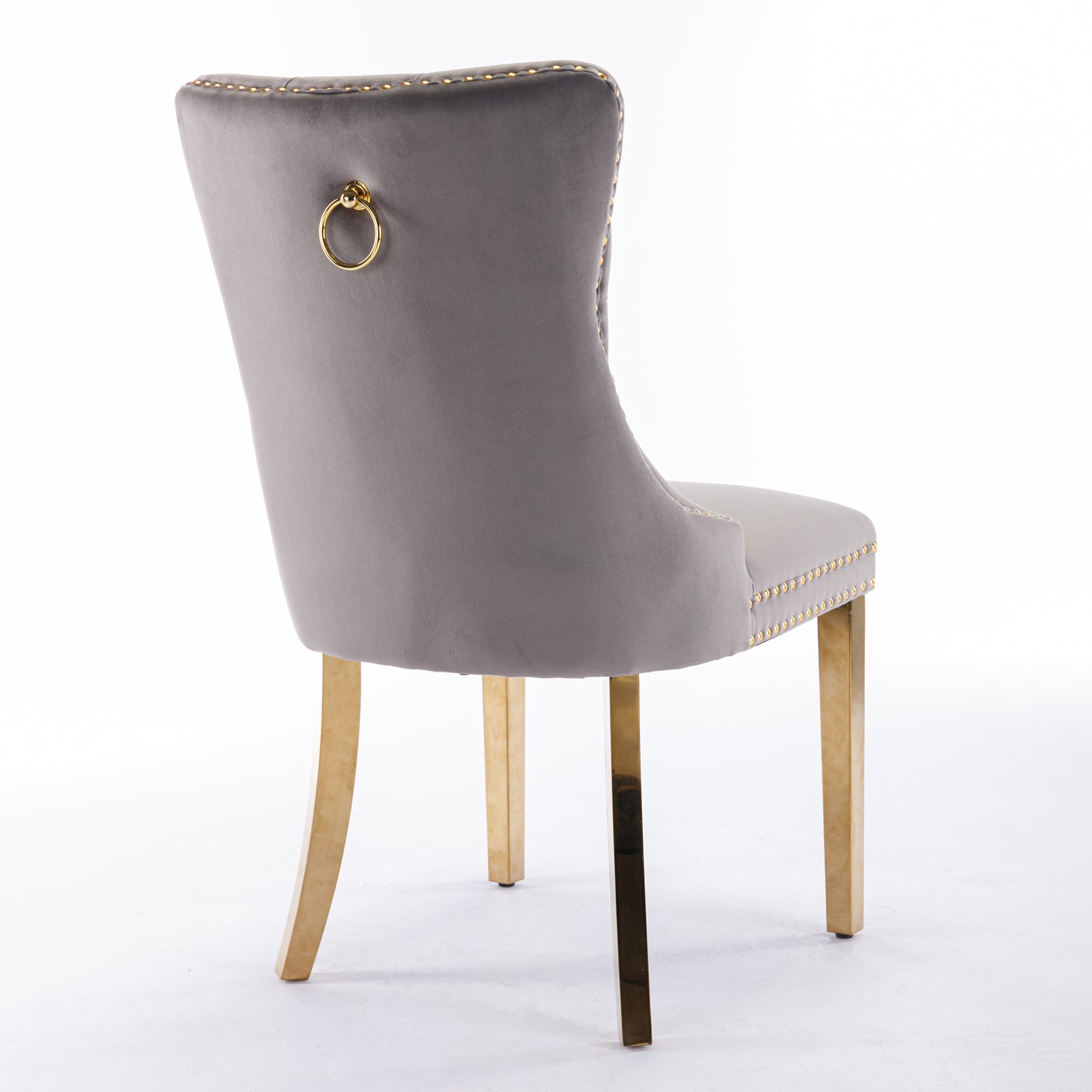 Nikki Collection Modern Tufted Solid Wood Velvet Upholstered Dining Chair with Gold Legs