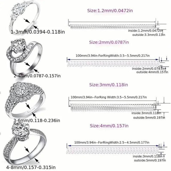 4-Piece Set: Invisible Silicone Ring Size Adjusters – Unisex, Flexible, Minimalist
