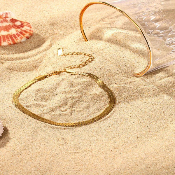 Gold Herringbone Snake Chain Bracelet - Gifts for You 'n Me