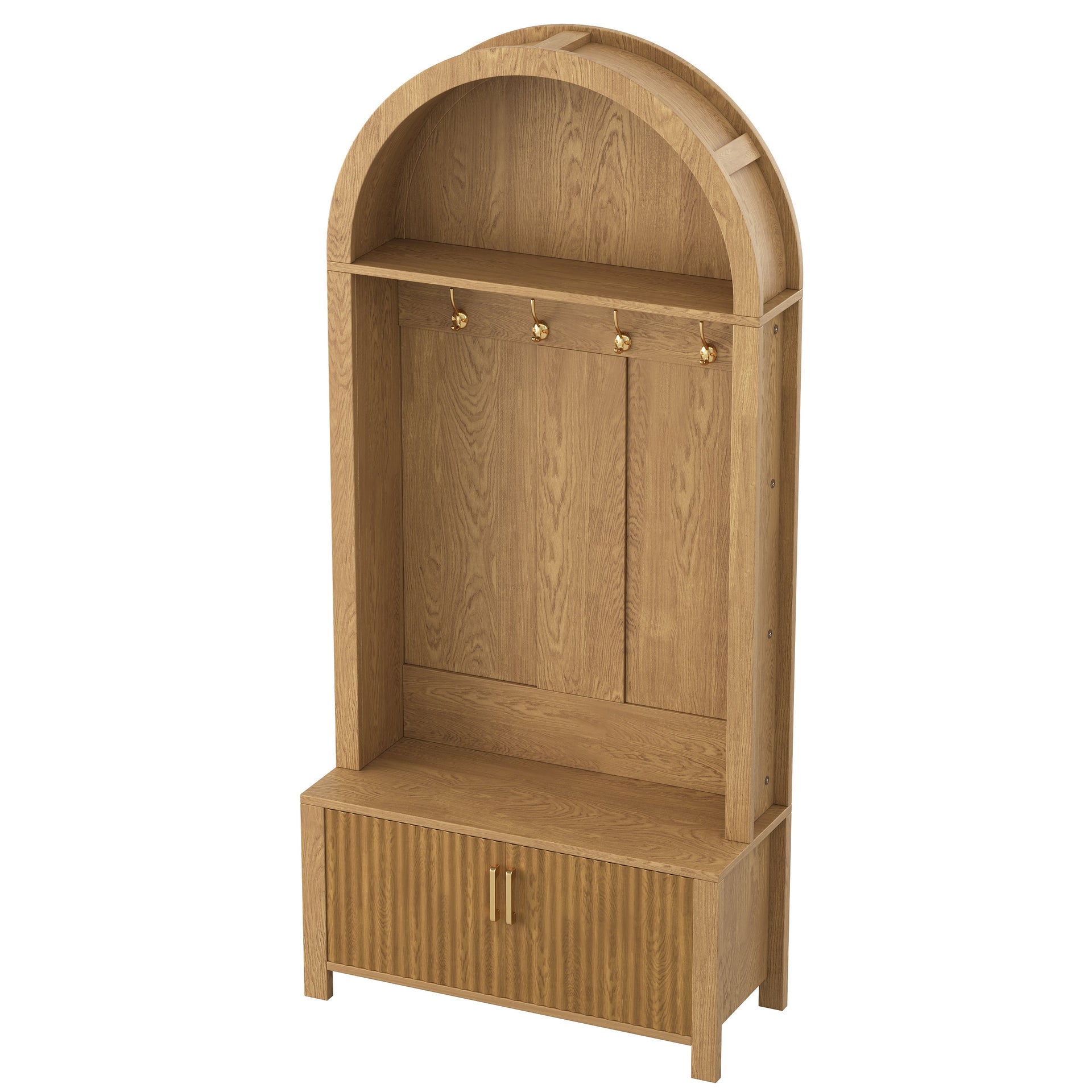 Farmhouse Hall Tree with Storage Bench & Cabinet – Entryway Organizer with Coat Hooks
