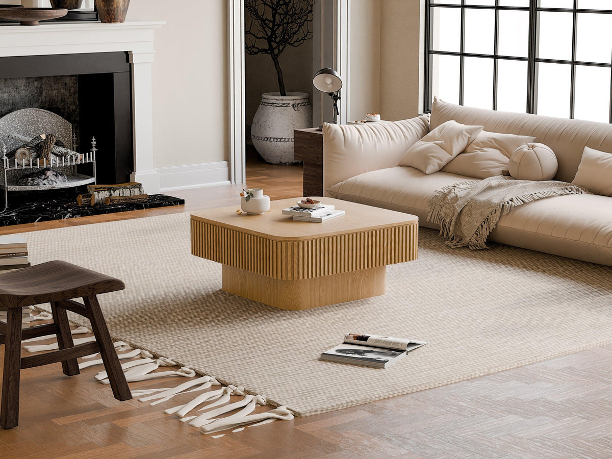 Modern Square Coffee Table with Hidden Storage