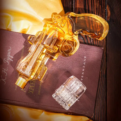 Classic Revolver Whiskey Decanter Set