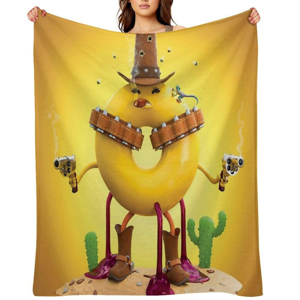 Daisy Donut Goes West Throw Blanket