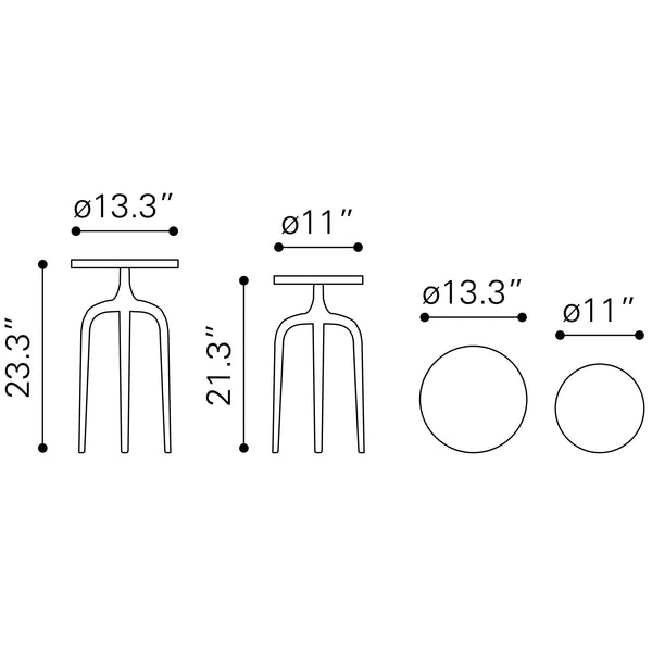 Zuo Modern Como Accent Table Set (2-Piece) Antique Gold
