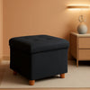 Black Linen Premium Storage Cube Ottoman Tray 15Inch