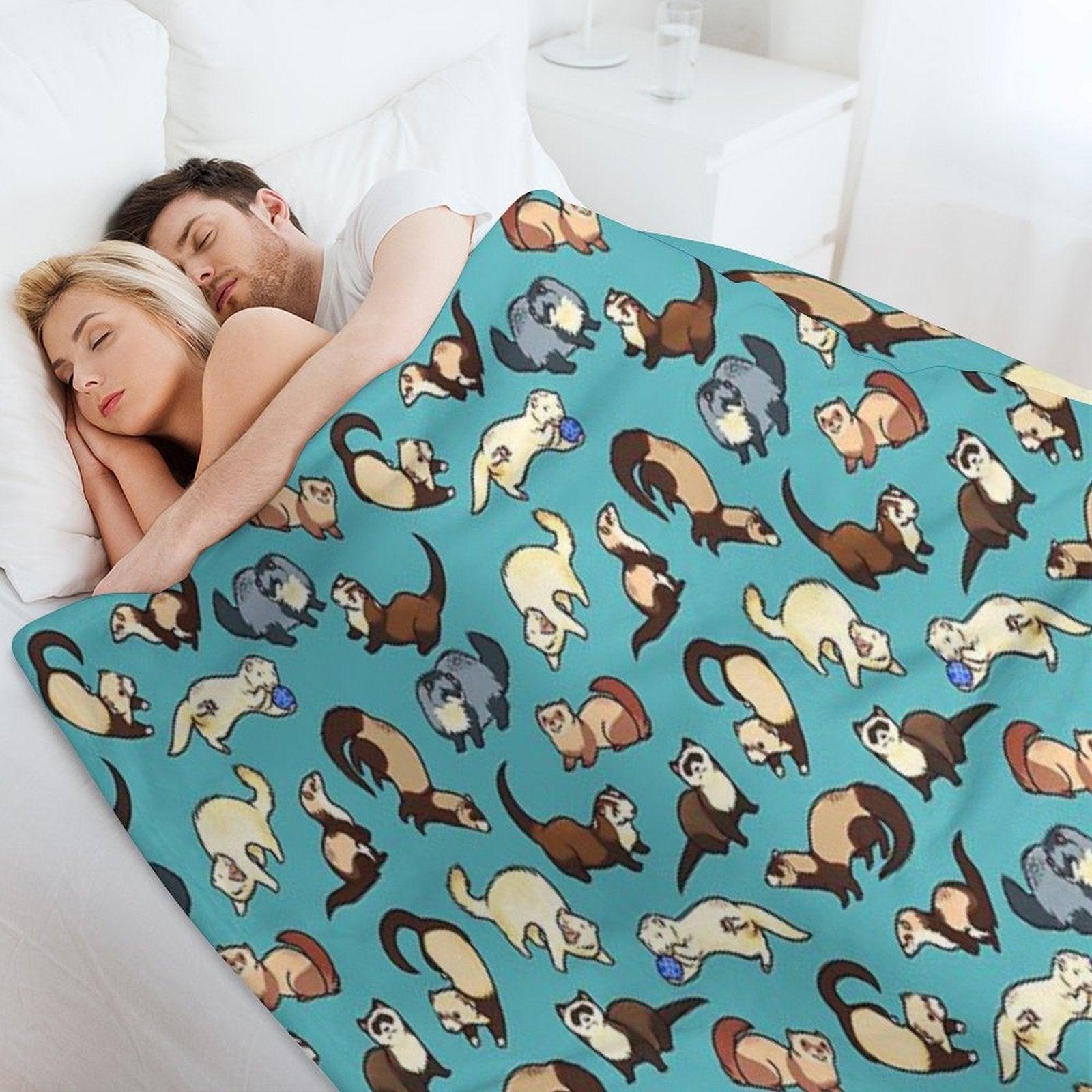 Cat Snakes in Blue Throw Blanket