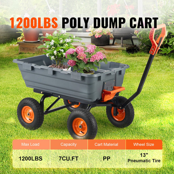 Poly Garden Dump Cart with Steel Frame