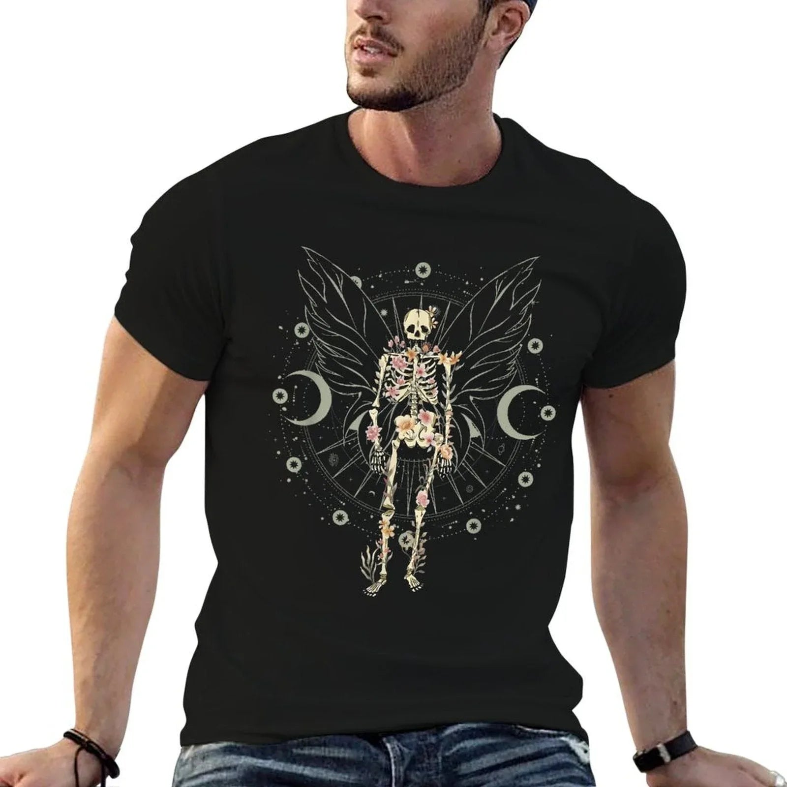 Fairy Grunge Fairycore Aesthetic Butterfly Skeleton Gothic  Rolled Sleeves T-Shirt