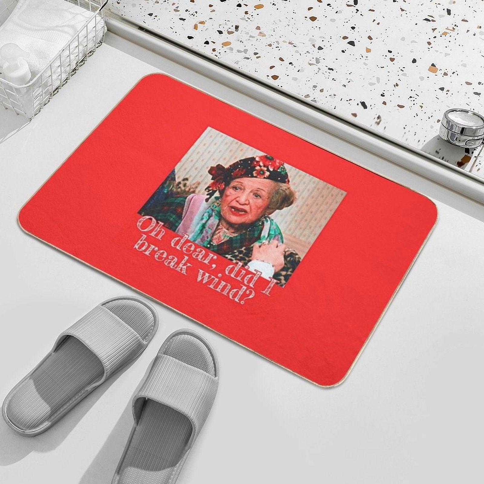 Oh Dear, Did I Break Wind  Christmas Vacation (Red Border) Bath Mat