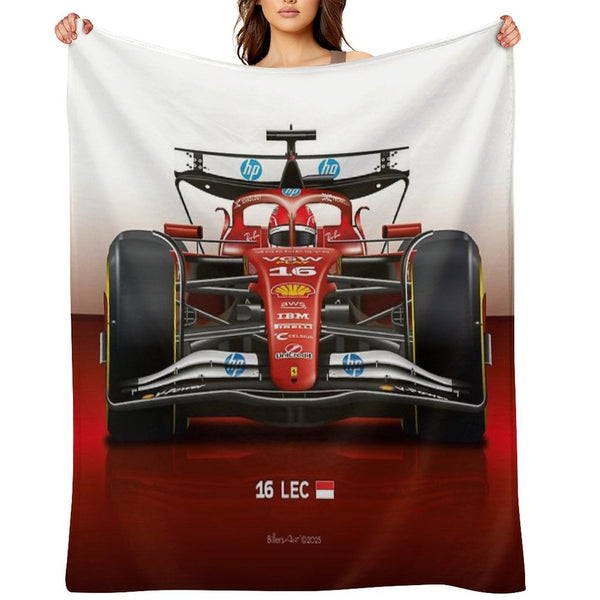 Many Charles Leclerc Formula 1 Items for 2025 Season, Featuring His Iconic Ferrari Racing Car Machine-washable Throw Blanket