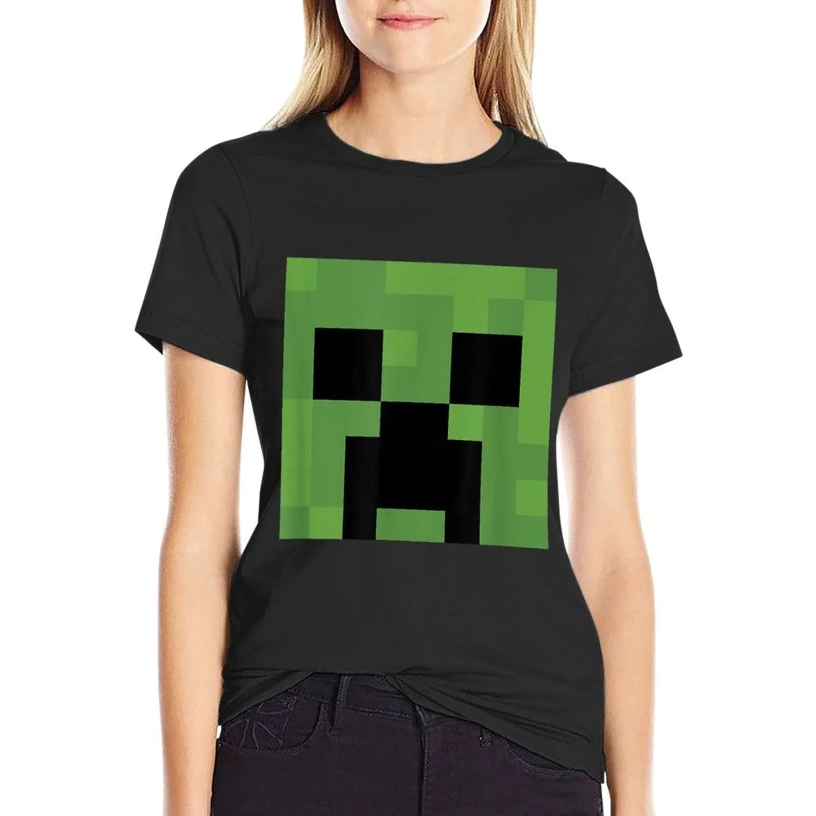 Minecraft Creeper Big Face  Oversized Silhouette T-Shirt