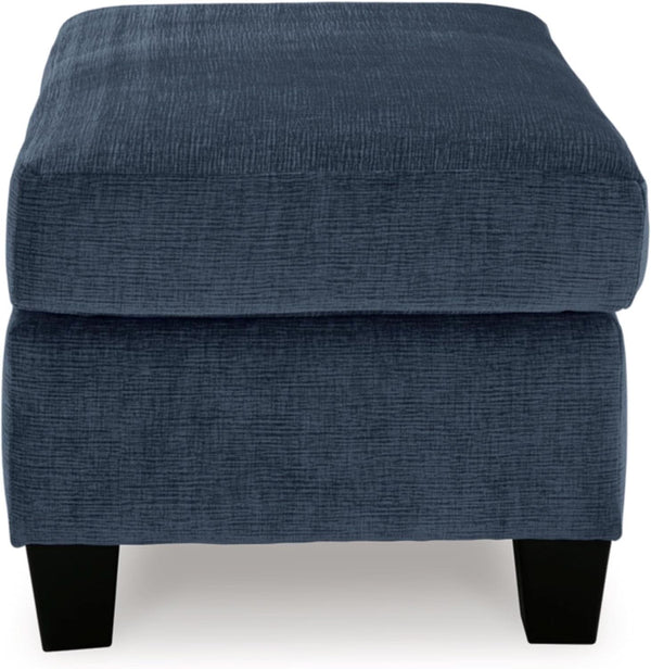 Blue Rectangular Ottoman Upholstered Modern Living Room