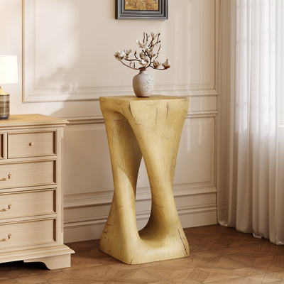 Twist Shape End Table in Wood Like Texture and Natural Color