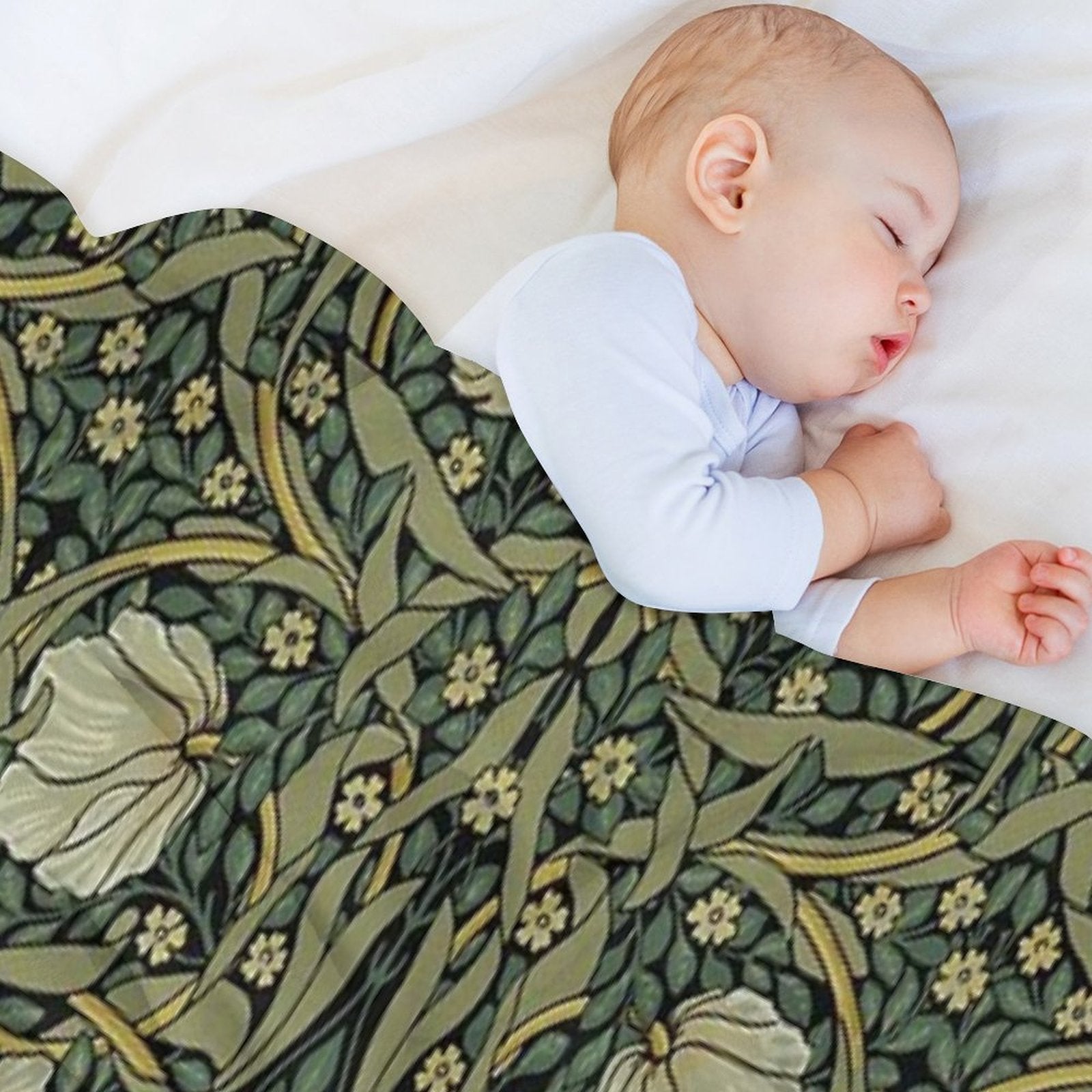 William Morris Green Vintage Floral HD Premium Throw Blanket