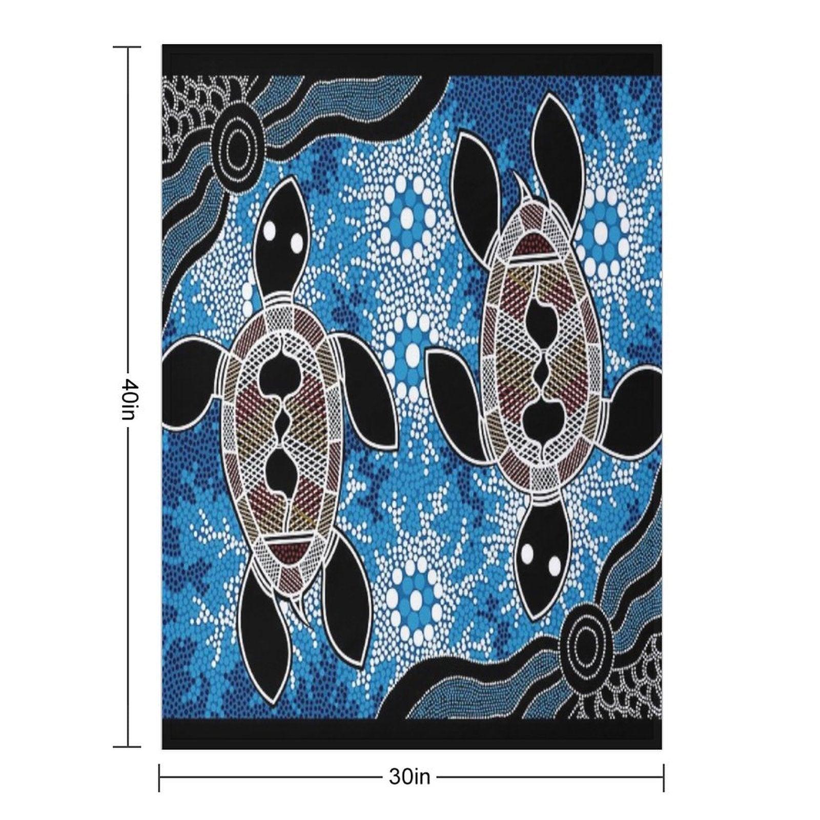 Authentic Aboriginal Art  - Sea Turtles Throw Blanket