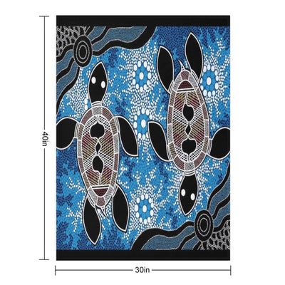 Authentic Aboriginal Art  - Sea Turtles Throw Blanket