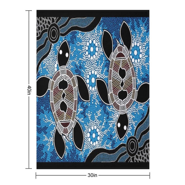 Authentic Aboriginal Art  - Sea Turtles Throw Blanket