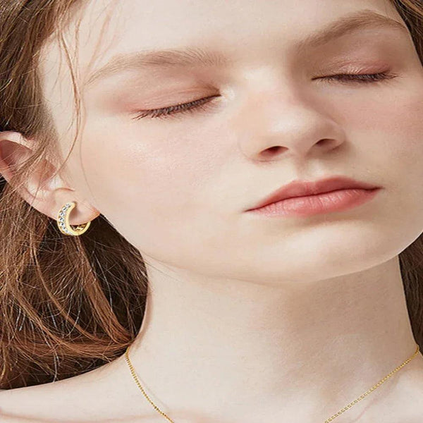Diamond Gold Huggie Earrings - Gifts for You 'n Me