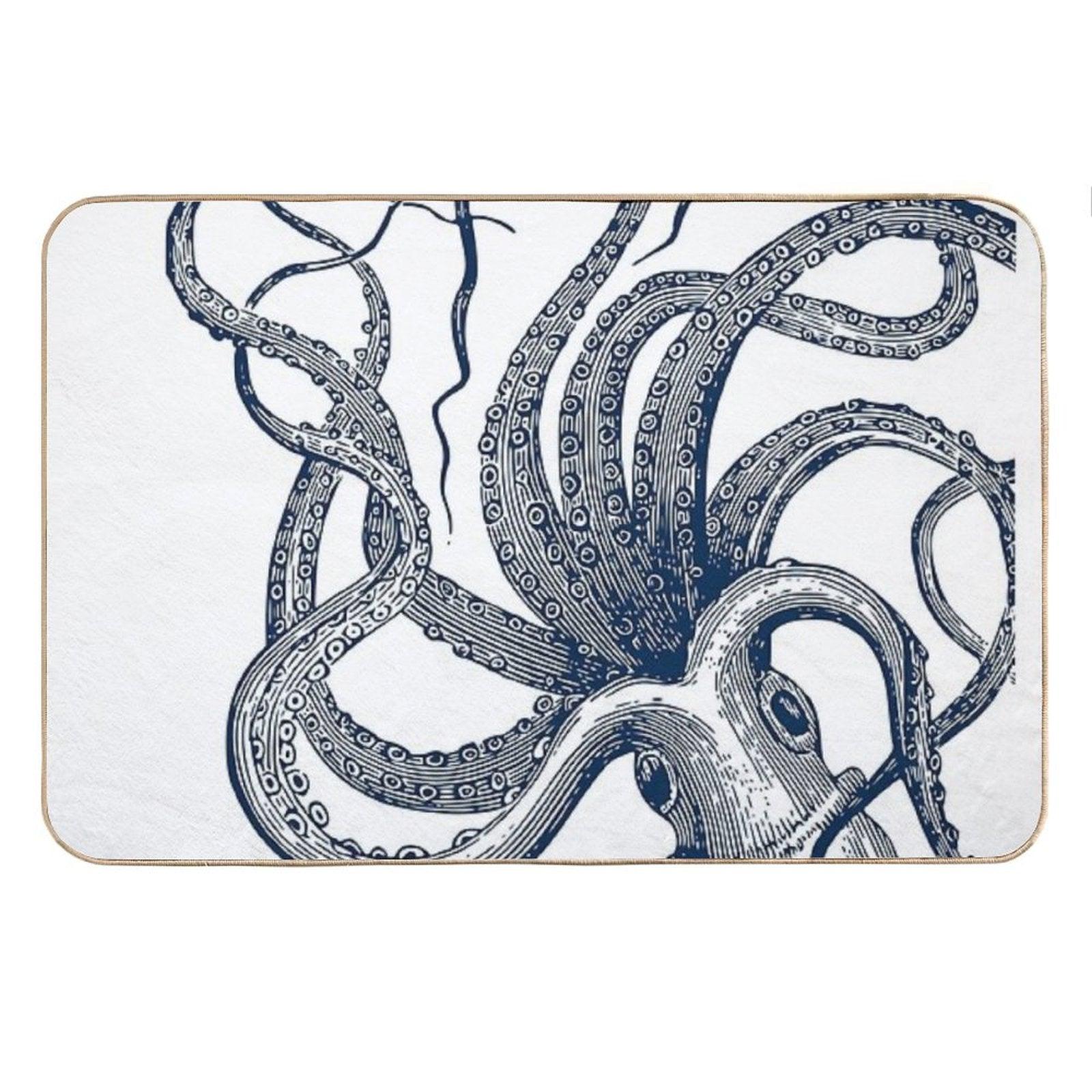 Navy Octopus Bath Mat