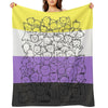 Nonbinary Enby Cat Pride Flag Plush Throw Blanket