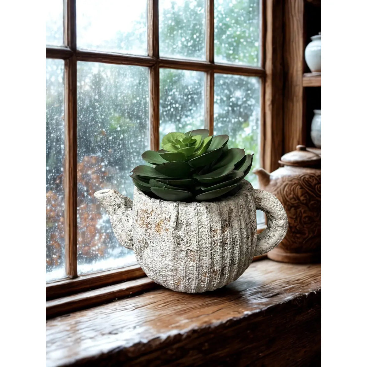Cement Rustic Teapot Planter