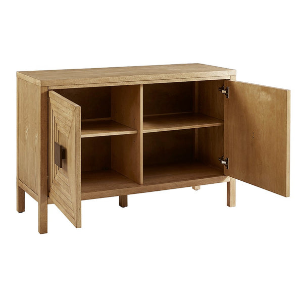 Paige Geometric 2-Door Storage Cabinet with Adjustable Shelves - Natural