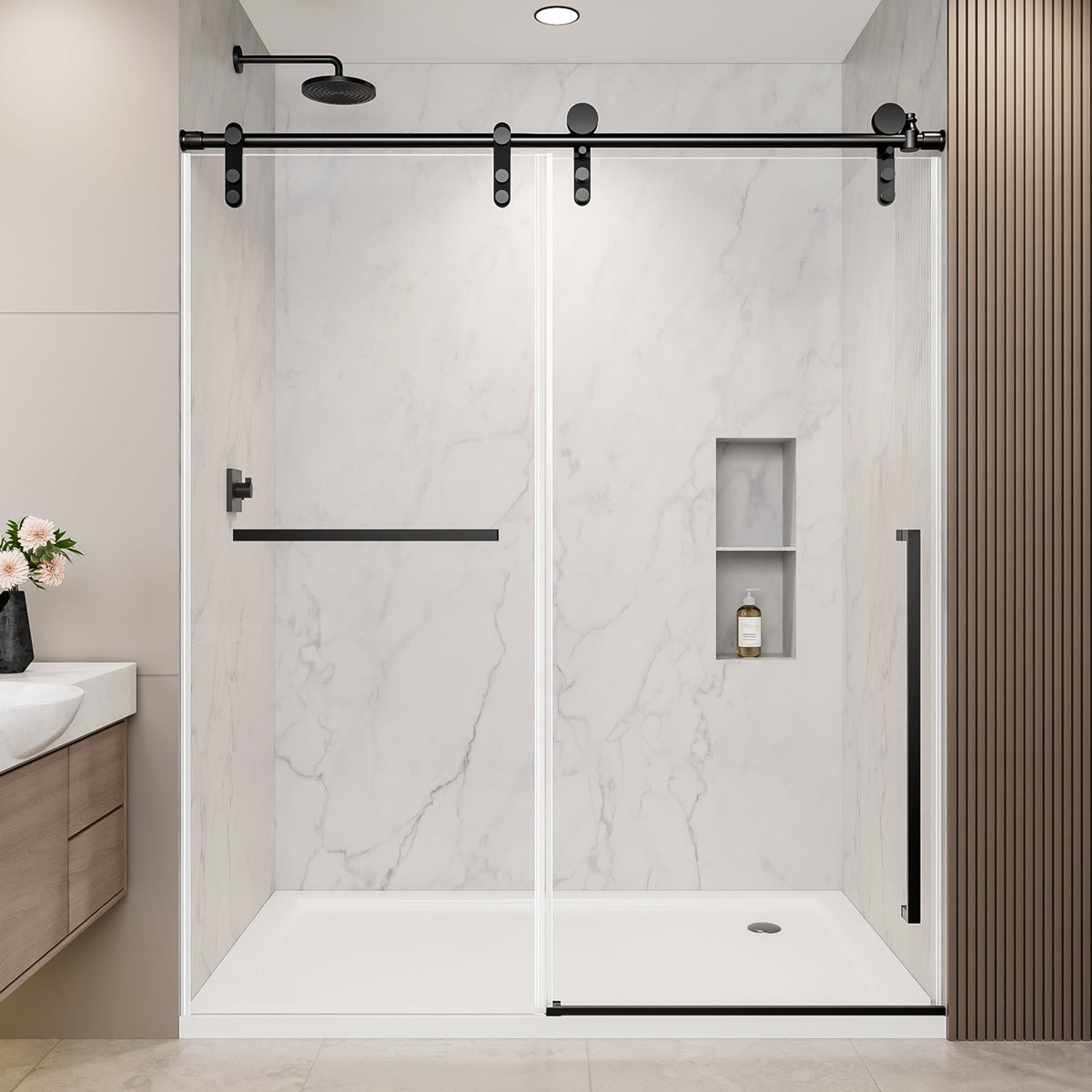 Matte Frameless Sliding Shower Door 56