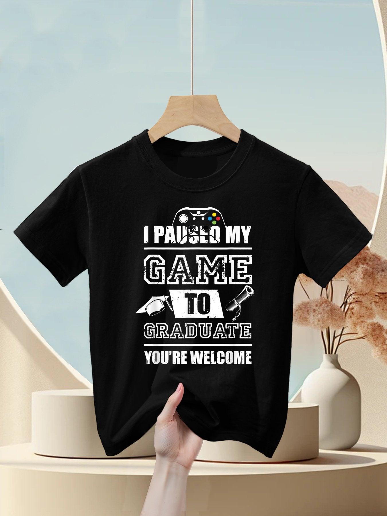 I Paused My Game to Graduate Funny Saying Graduation Gifts Kids T-Shirt