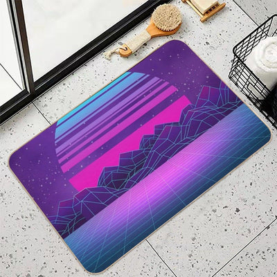 Synthwave Vaporwave Aesthetics Bath Mat