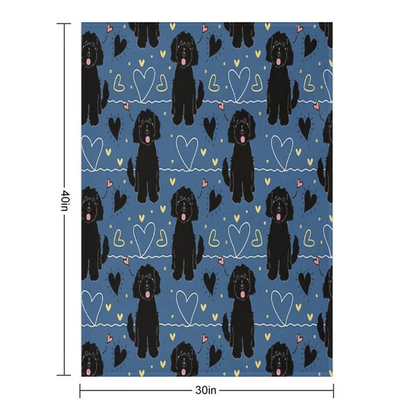 LOVE Black Goldendoodle Dog Throw Blanket