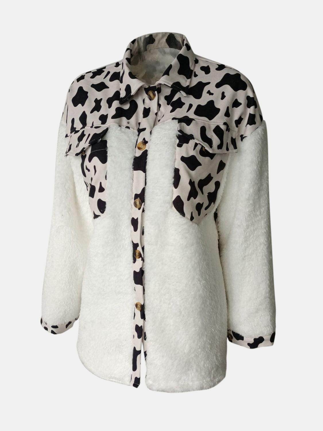 Fuzzy Button Up Long Sleeve Jacket for Cozy Style