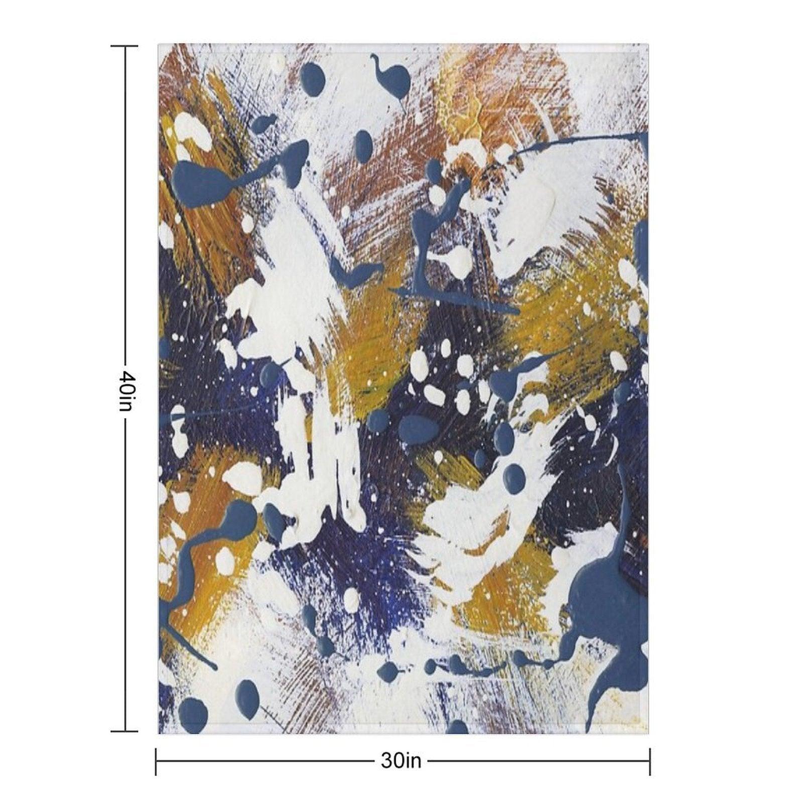 Blue And Gold Abstract Throw Blanket