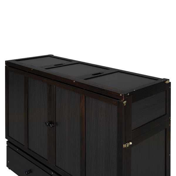 Space-Saving Full Size Murphy Bed with USB Port and Large Drawer Storage