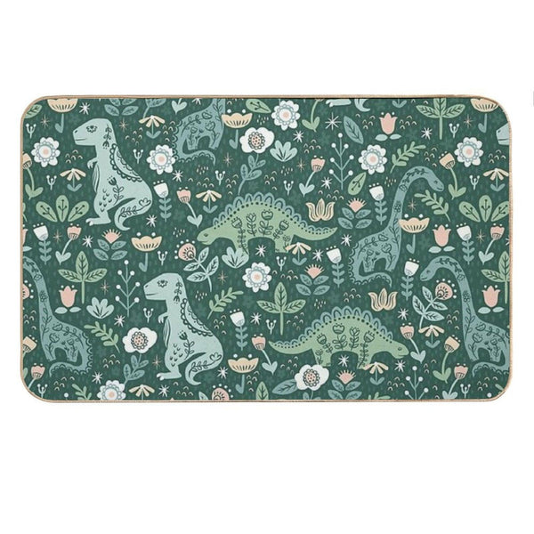 Folk Floral Dinosaur Bath Mat