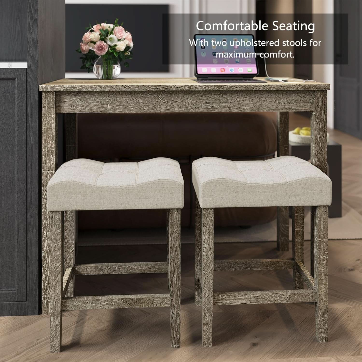 Sophisticated Walnut Finish Counter Height Bar Table