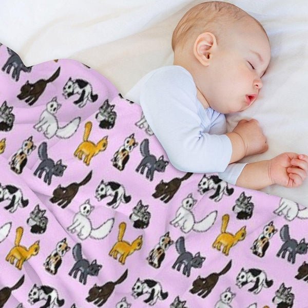 Cuddly Kitties Pink Throw Blanket